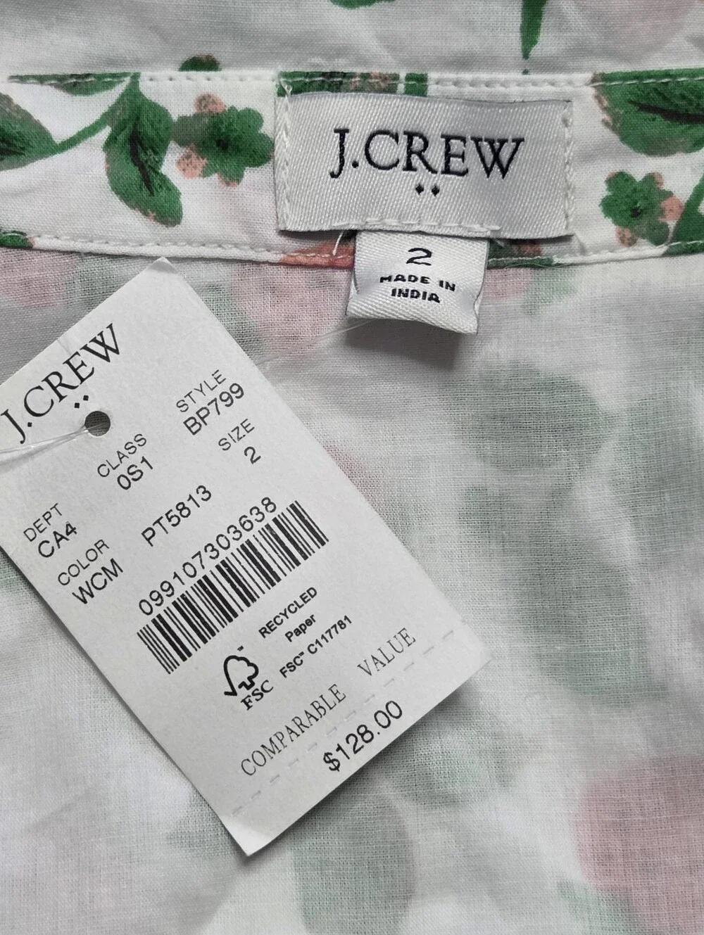 J.Crew Strawberry Print Collared Midi Dress Size 2 NWT
